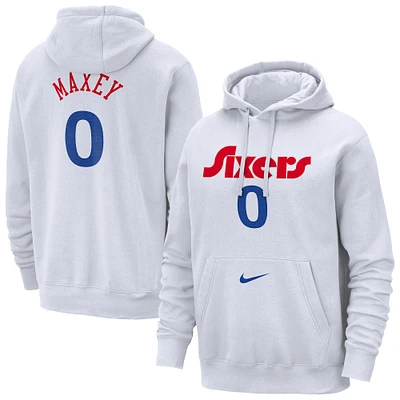 Men's Nike Tyrese Maxey White Philadelphia 76ers 2024/25 City Edition Name & Number Pullover Hoodie