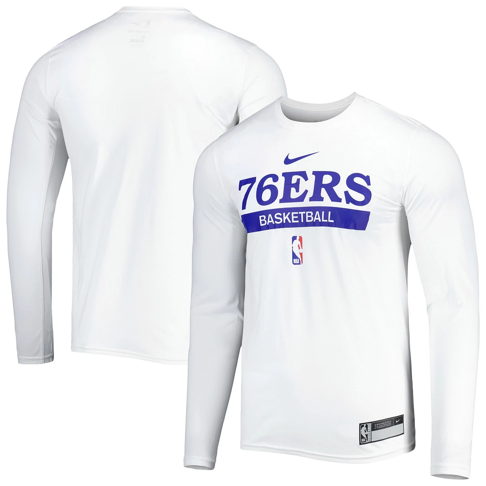 T-shirt à manches longues Nike Philadelphia 76ers 2022/23 Legend On-Court Practice Performance pour homme - Blanc