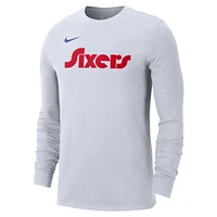 Men's Nike White Philadelphia 76ers 2024/25 City Edition Essential Logo Long Sleeve T-Shirt