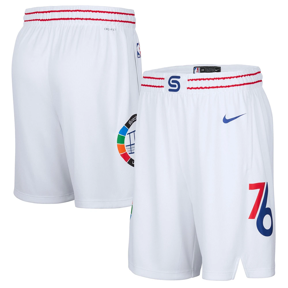 Short Nike blanc pour homme Philadelphia 76ers City Edition Swingman 2024/25