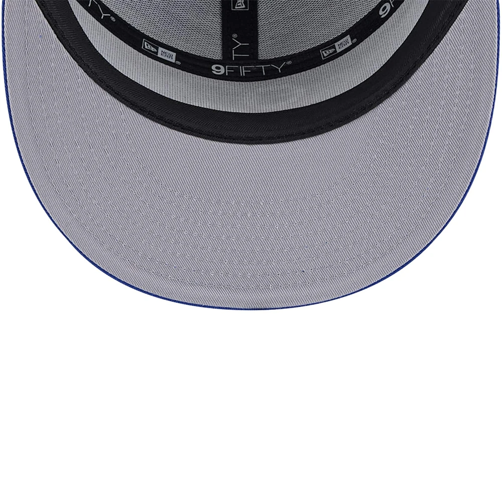 Casquette Snapback 9FIFTY à panneau fendu Victory Grove bleue pour homme des Philadelphia 76ers de New Era