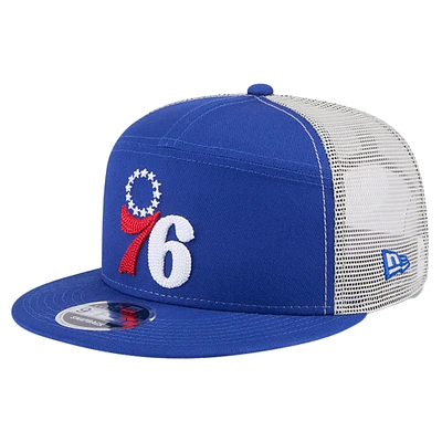 Casquette Snapback 9FIFTY à panneau fendu Victory Grove bleue pour homme des Philadelphia 76ers de New Era