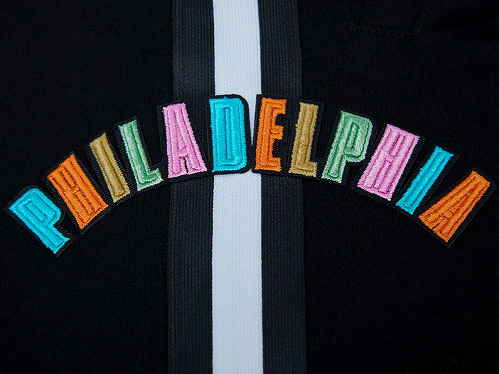 Short Pro Standard Philadelphia 76ers noir délavé fluo pour homme