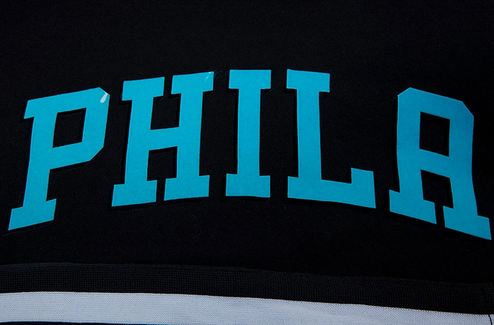 Short Pro Standard Philadelphia 76ers noir délavé fluo pour homme