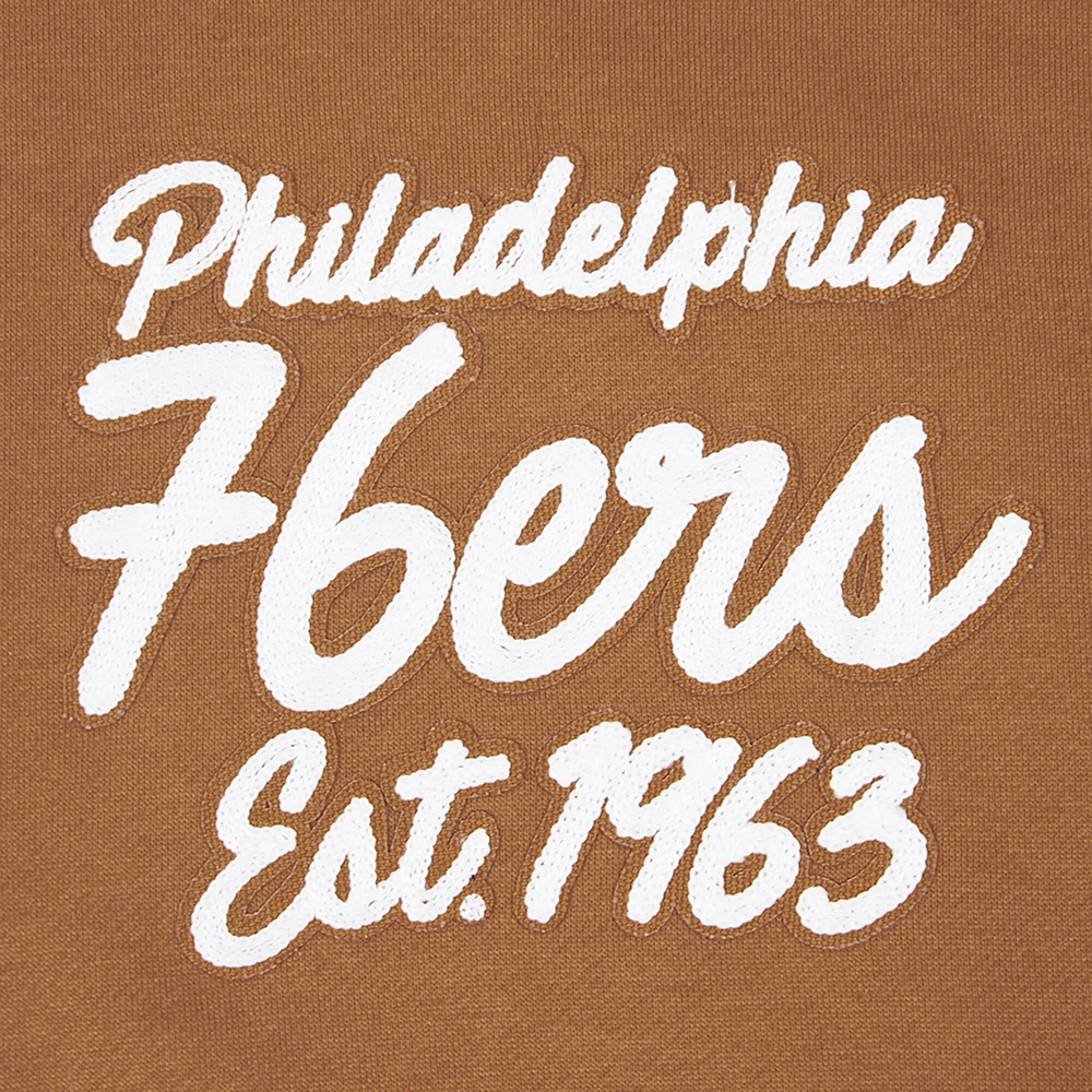 Sweat à capuche épaules tombantes Paint the City pour homme Pro Standard Brown Philadelphia 76ers