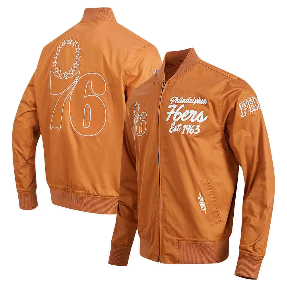 Veste zippée complète Paint The City pour homme Pro Standard Brown des Philadelphia 76ers