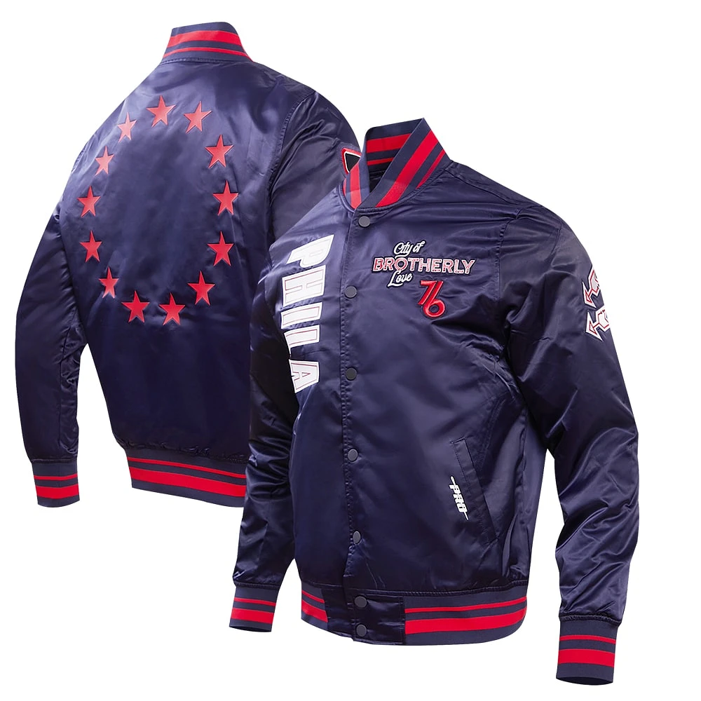 Men's Pro Standard Navy Philadelphia 76ers 2023/24 City Edition Satin Full-Snap Jacket