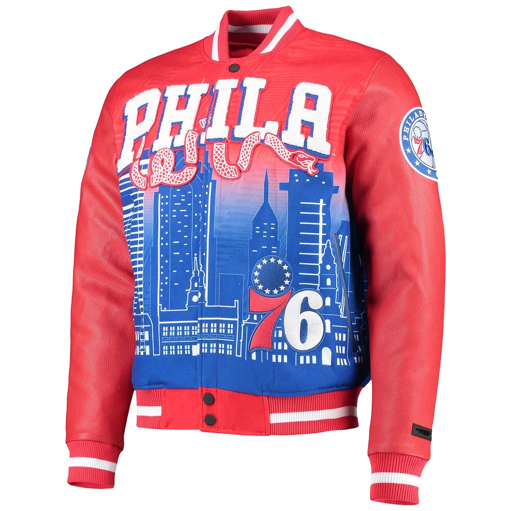 Men's Pro Standard Red Philadelphia 76ers Remix Varsity Full-Zip Jacket