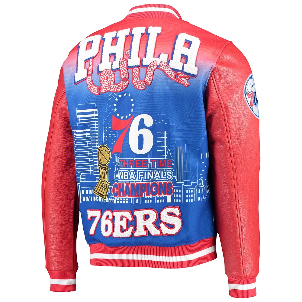 Men's Pro Standard Red Philadelphia 76ers Remix Varsity Full-Zip Jacket