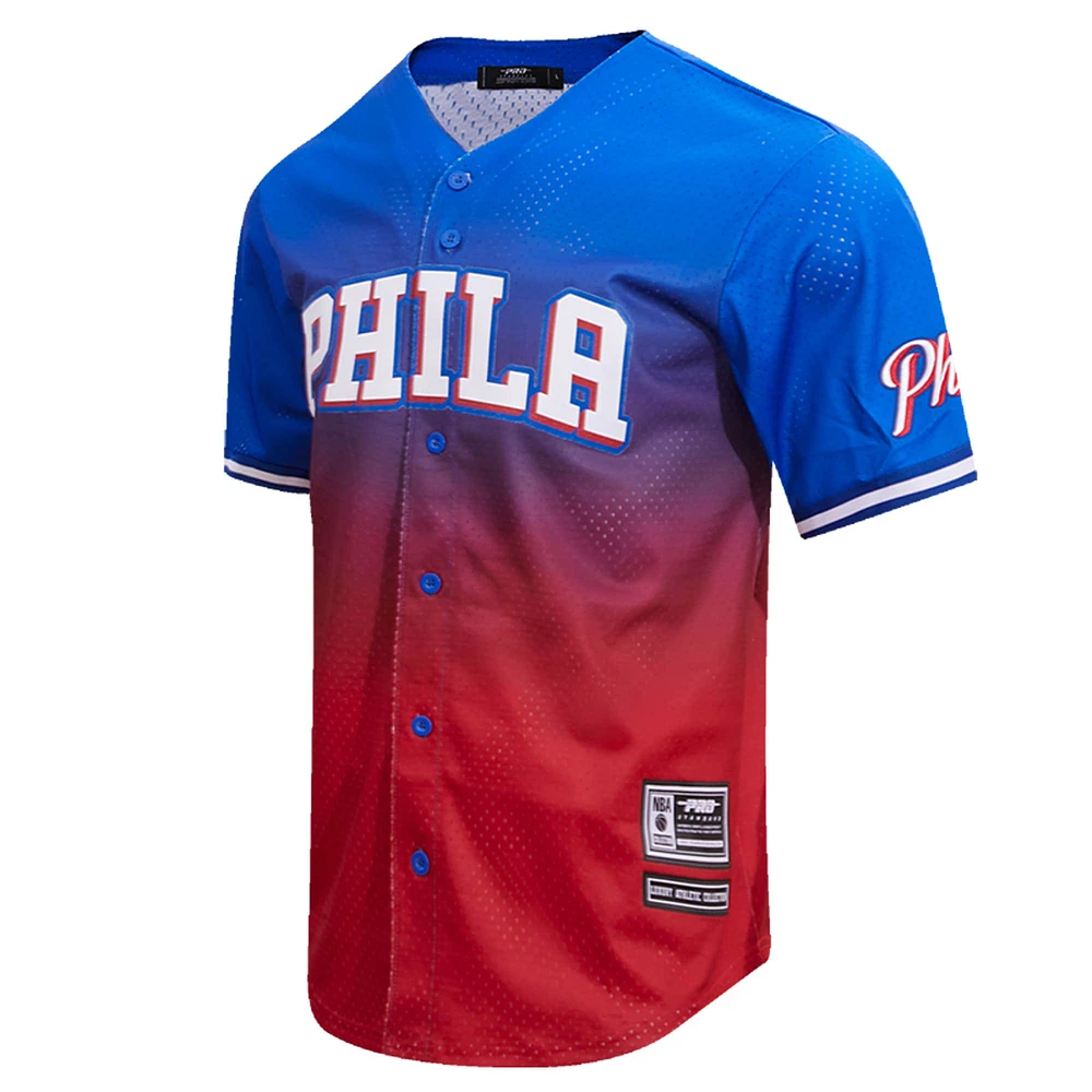 Chemise boutonnée Pro Standard Philadelphia 76ers en maille ombrée pour homme Royal/Rouge