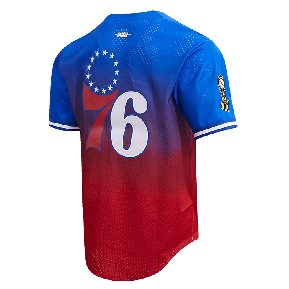 Chemise boutonnée Pro Standard Philadelphia 76ers en maille ombrée pour homme Royal/Rouge