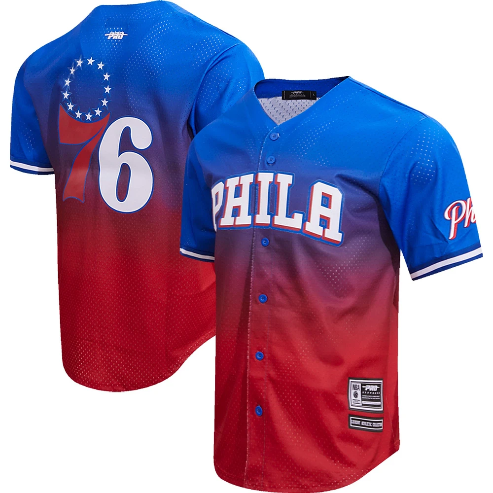 Chemise boutonnée Pro Standard Philadelphia 76ers en maille ombrée pour homme Royal/Rouge