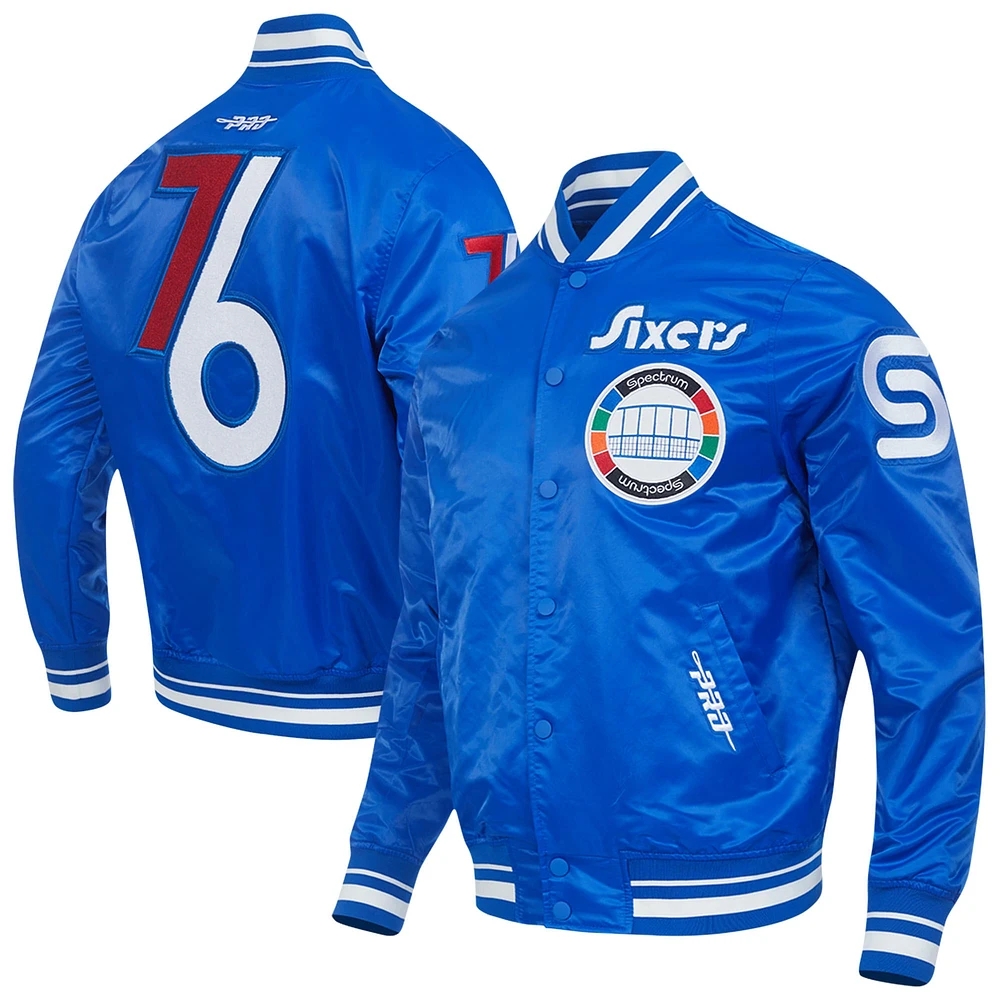 Veste à boutons-pression en satin chenille pour homme Pro Standard Royal Philadelphia 76ers 2024/25 City Edition