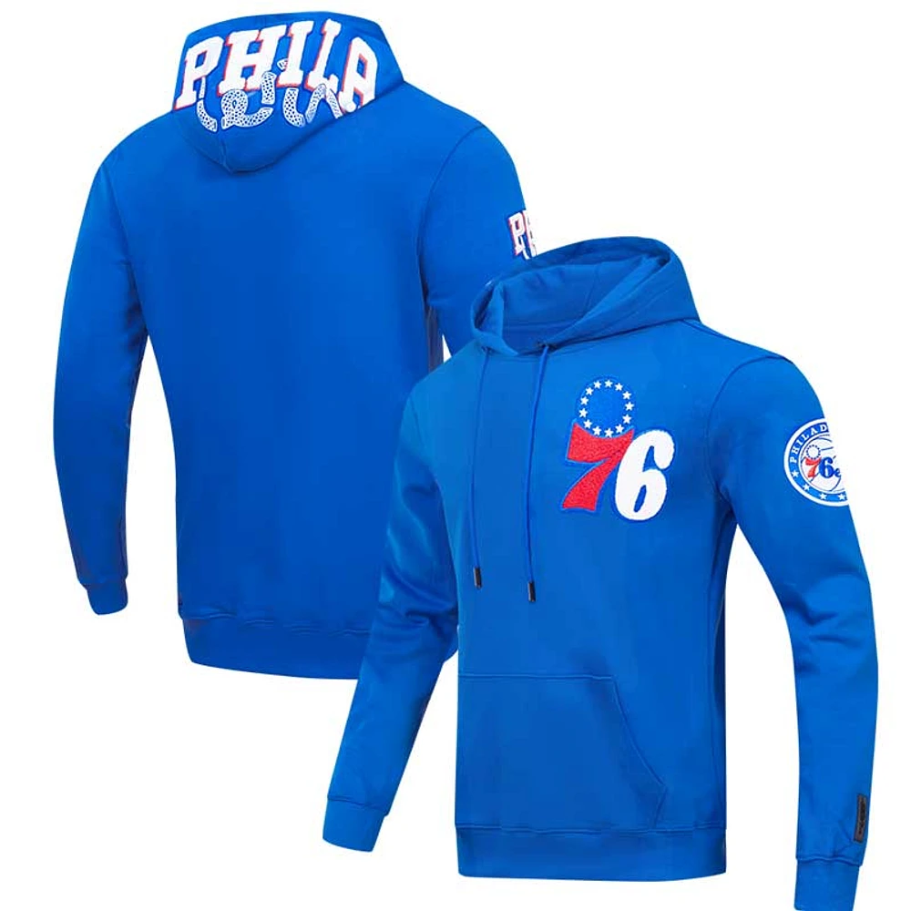 Pro Standard Royal Philadelphia 76ers Classic Chenille pour homme - Chandail à capuchon