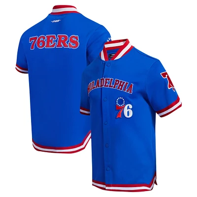 Veste d'échauffement classique à bouton-pression Pro Standard Royal Philadelphia 76ers pour hommes