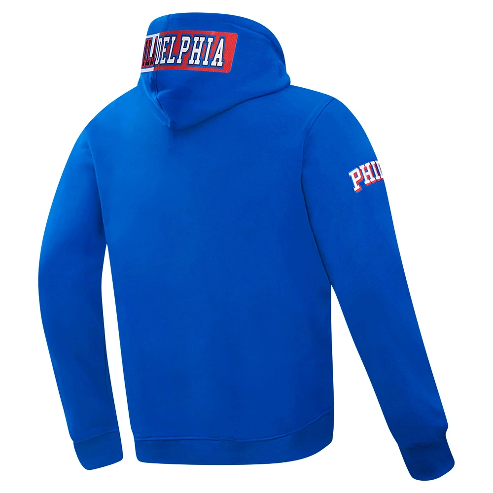 Sweat à capuche logo fendu Pro Standard Royal Philadelphia 76ers pour homme