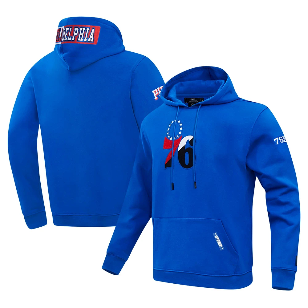 Sweat à capuche logo fendu Pro Standard Royal Philadelphia 76ers pour homme