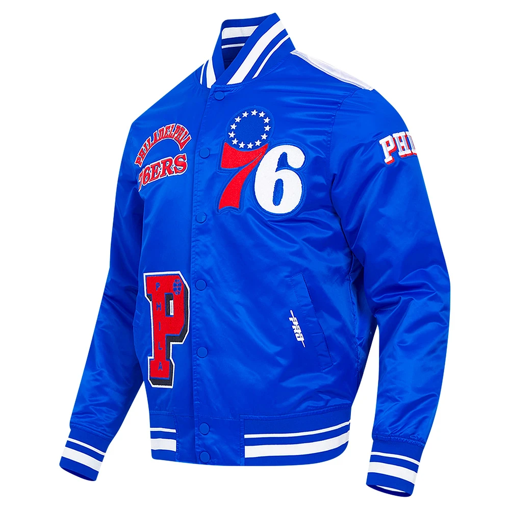 Veste à boutons-pression en satin sublimé Pro Standard Royal Philadelphia 76ers pour homme