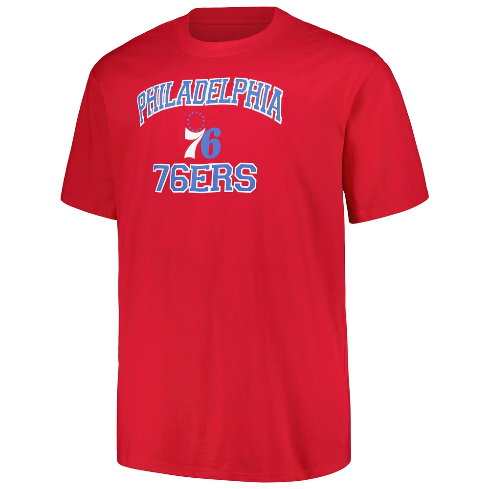 T-shirt rouge pour hommes des Philadelphia 76ers Big & Tall Heart Soul