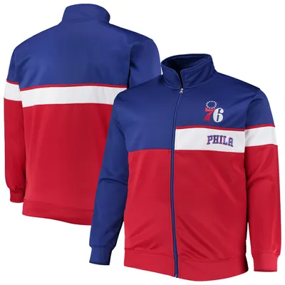 Philadelphia 76ers Big & Tall Pieced Body Full-Zip Track Jacket - Royal/Red