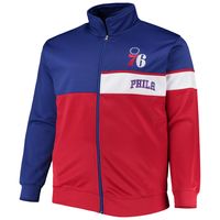 Men's Royal/Red Philadelphia 76ers Big & Tall Pieced Body Full-Zip Track Jacket