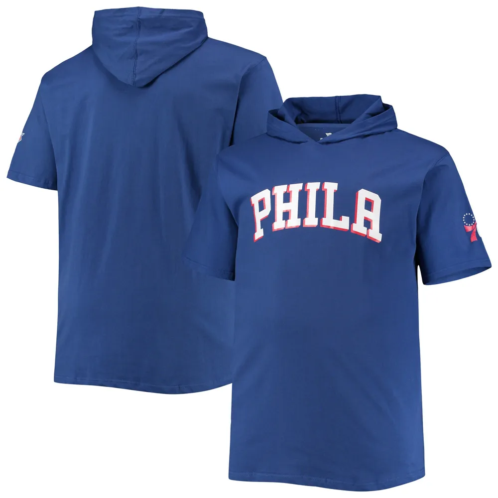 Chandail à capuchon manches courtes pour homme Royal Philadelphia 76ers Big & Tall 2-Hit