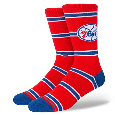 Men's Stance Philadelphia 76ers Hardwood Classics Stripes Crew Socks