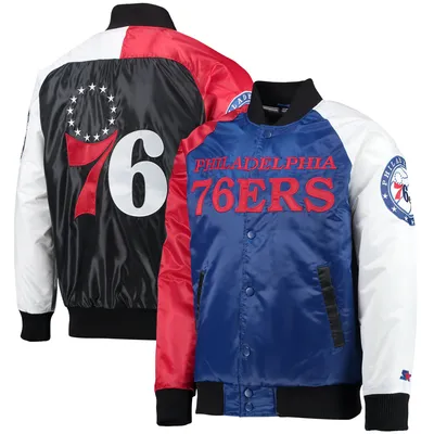 Philadelphia 76ers Starter Tricolor Remix Raglan Full-Snap Jacket - Royal/Red/White