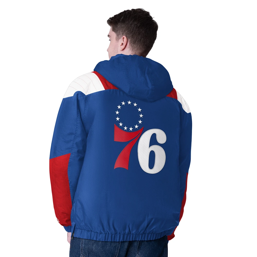 Men's Starter  Royal/Red Philadelphia 76ers Charger Half-Zip Pullover Jacket