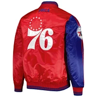 Veste Starter Royal/Rouge Philadelphia 76ers Fast Break Satin Full-Snap pour homme