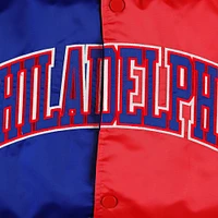 Veste Starter Royal/Rouge Philadelphia 76ers Fast Break Satin Full-Snap pour homme