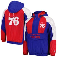 Starter Royal Philadelphia 76ers Body Check Raglan Sweat à capuche demi-zip pour homme