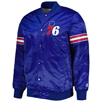 Veste universitaire Starter Royal Philadelphia 76ers Pick & Roll en satin à boutons-pression pour homme