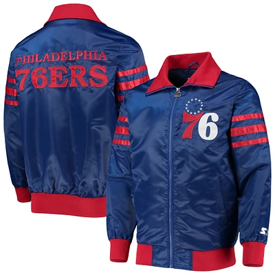 Veste universitaire Starter Royal Philadelphia 76ers The Captain II entièrement zippée pour homme