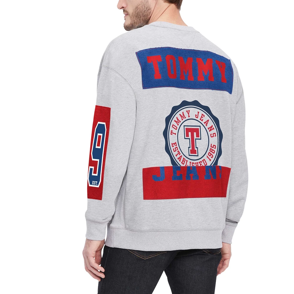 Men's Tommy Jeans Heather Gray Philadelphia 76ers Hayes Crew Neck Pullover Sweatshirt