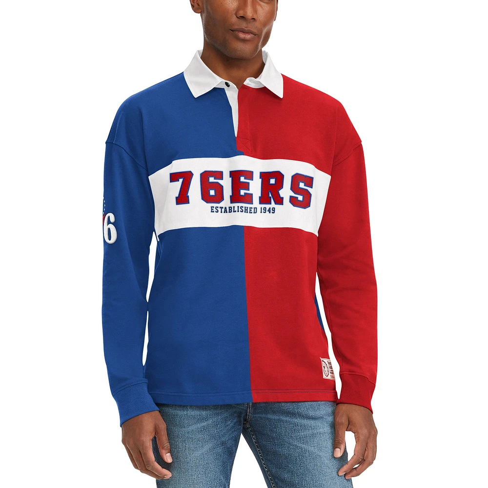 T-shirt à manches longues Ronnie Rugby des Philadelphia 76ers Tommy Jeans pour homme, bleu roi/rouge