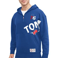 Men's Tommy Jeans Royal Philadelphia 76ers Bernard Half-Zip Hoodie