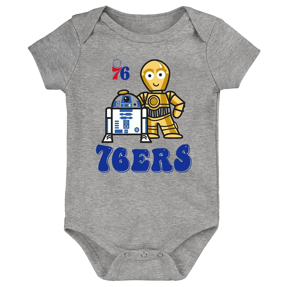 Newborn & Infant Heather Gray Philadelphia 76ers Star Wars R2-D2 C-3PO Best Buds Bodysuit