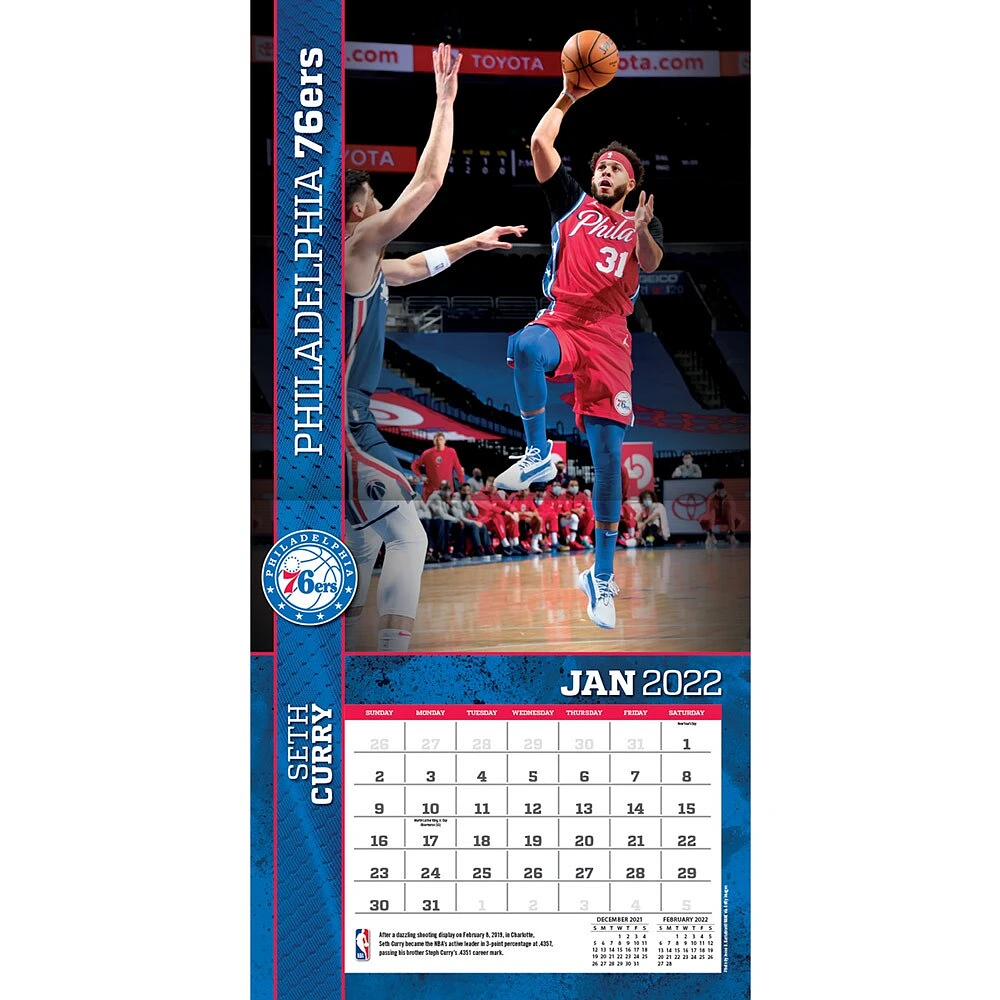 Calendrier mural 2022 des 76ers de Philadelphie