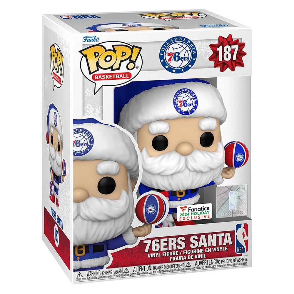 Figurine en vinyle exclusive Fanatics du Père Noël des Philadelphia 76ers Funko Pop!