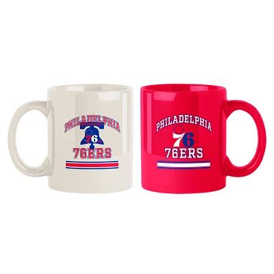 Lot de deux tasses colorées de 15 oz des Philadelphia 76ers