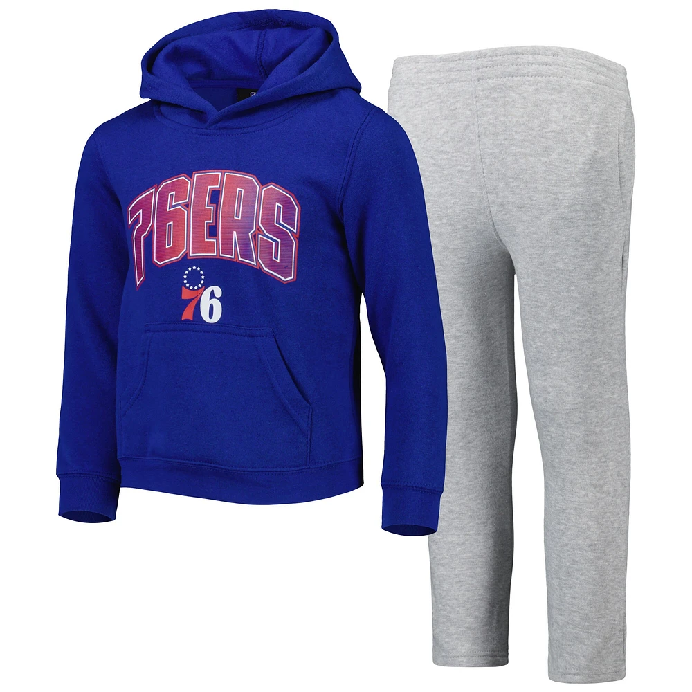 Preschool Royal/Heather Grey Philadelphia 76ers Double Up Pullover Hoodie & Pants Set