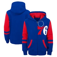 Sweat à capuche entièrement zippé pour enfants d'âge préscolaire Royal Philadelphia 76ers Straight To The League