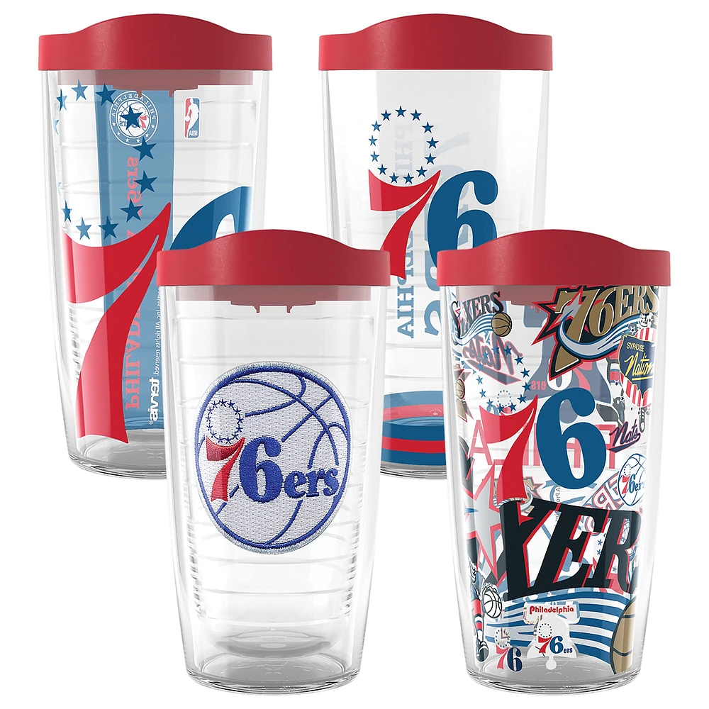V110871 76ers 16oz Classique NBA 4 PACK CUPPLA4PK