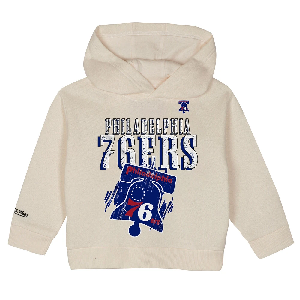 Ensemble sweat à capuche et pantalon surdimensionnés pour tout-petits Mitchell & Ness Cream Philadelphia 76ers Hang Time