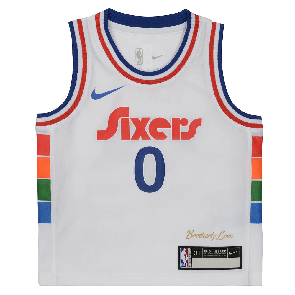 Maillot de joueur Nike Tyrese Maxey pour tout-petit, blanc, Philadelphia 76ers 2024/25 Swingman - Édition City