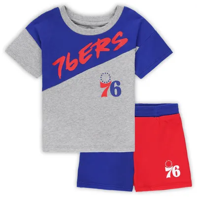 Ensemble t-shirt et short Super Star Philadelphia 76ers Royal/Gris pour tout-petit