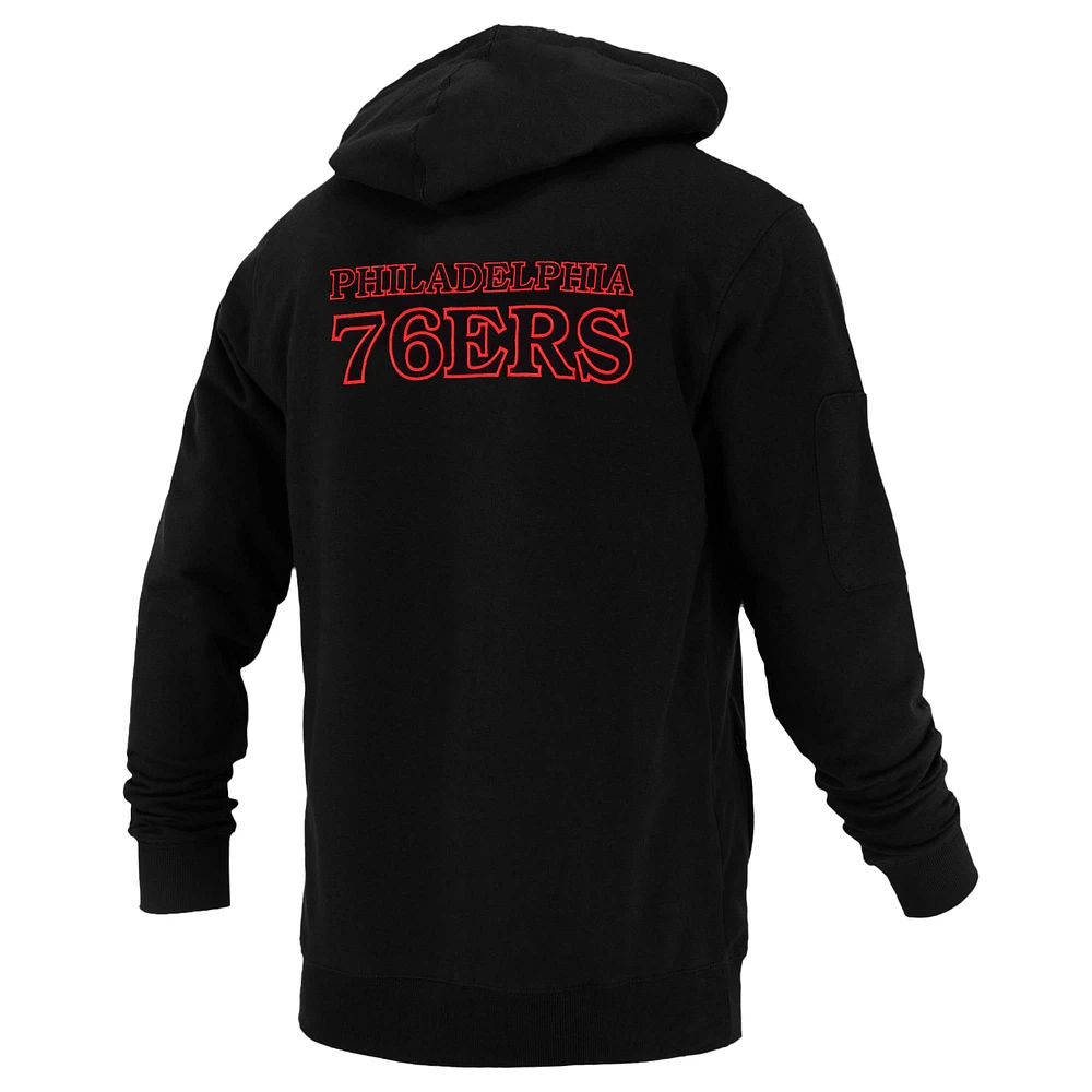 Unisex FISLL Black Philadelphia 76ers Logoman Shadow Collection Pullover Hoodie