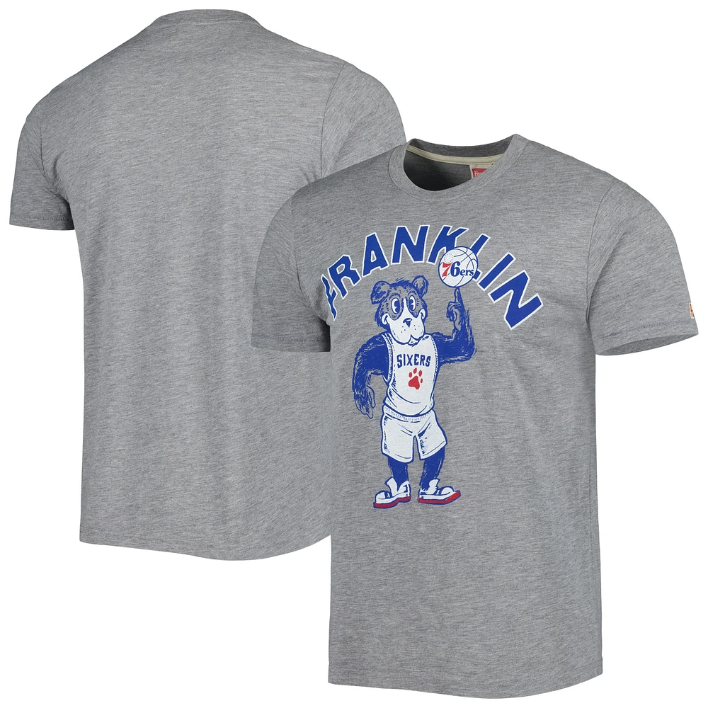 T-shirt triple mélange unisexe Hommage Heather Grey Philadelphia 76ers Team Mascot