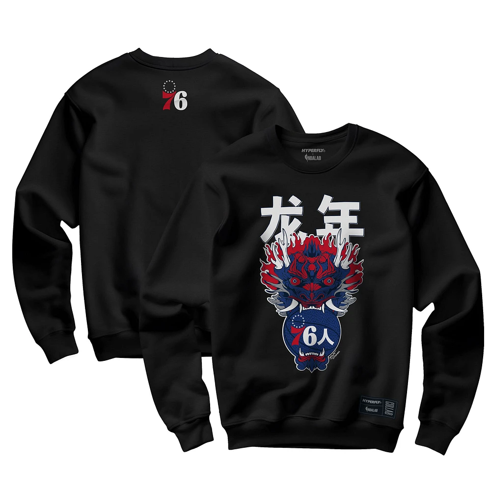 Sweat-shirt unisexe Hyperfly Heather Black Philadelphia 76ers Year of the Dragon Lunar New Collection